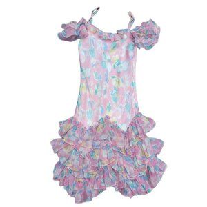 RALPH LAUREN Blue Label Youth Girls Dress size 12 Pink Off Shoulder Ruffles